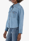 KUT Mika Button Down L/S Shirt - Medium Wash-Hand In Pocket