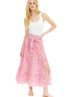 Allison Chase Midi Skirt- Pink Palms-Hand In Pocket