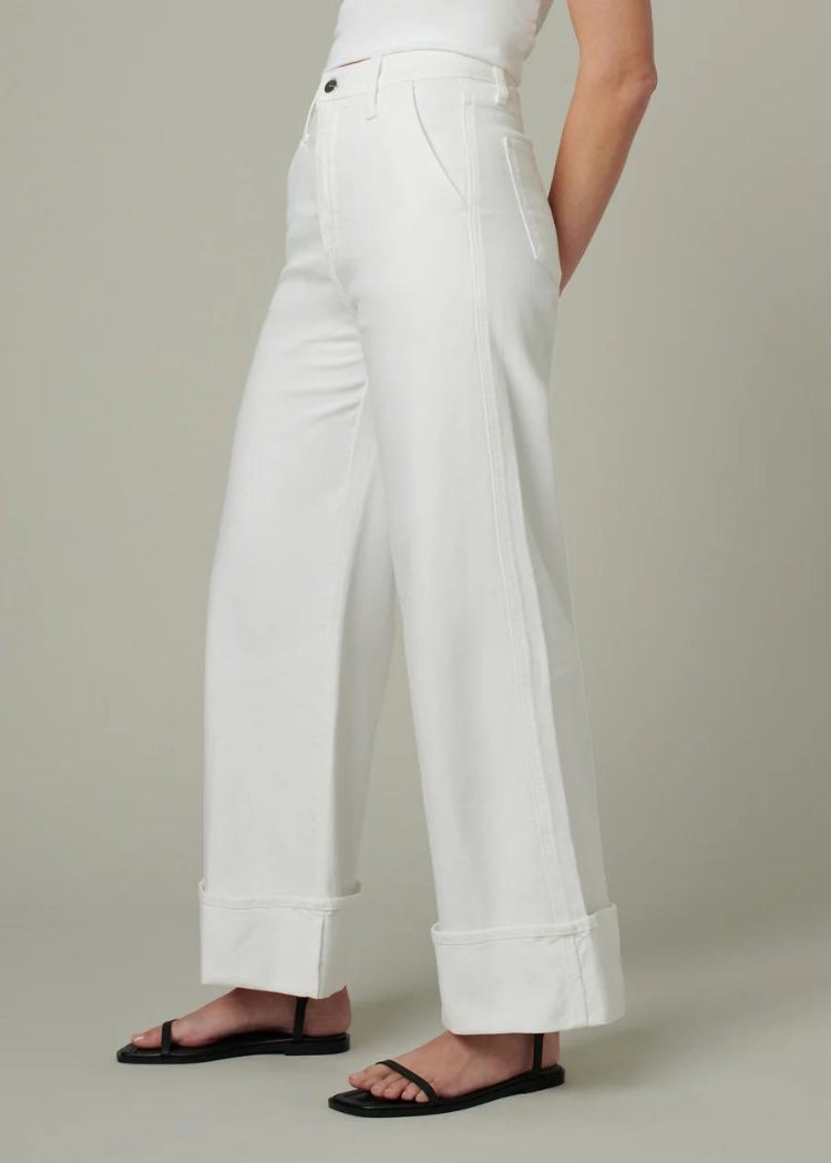 Joe's Jeans The Trixie Trouser w/ Wide Cuff- Optic White ***FINAL SALE***-Hand In Pocket