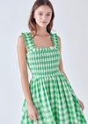 Alice Check Print Midi Dress- Green ***FINAL SALE***-Hand In Pocket