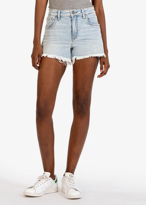 Kut Jane High Rise Long Shorts w/Frayed Hem- Full ***FINAL SALE***-Hand In Pocket