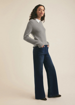 Favorite Daughter The Katie Sweater- Ultimate Gray/ White-Hand In Pocket