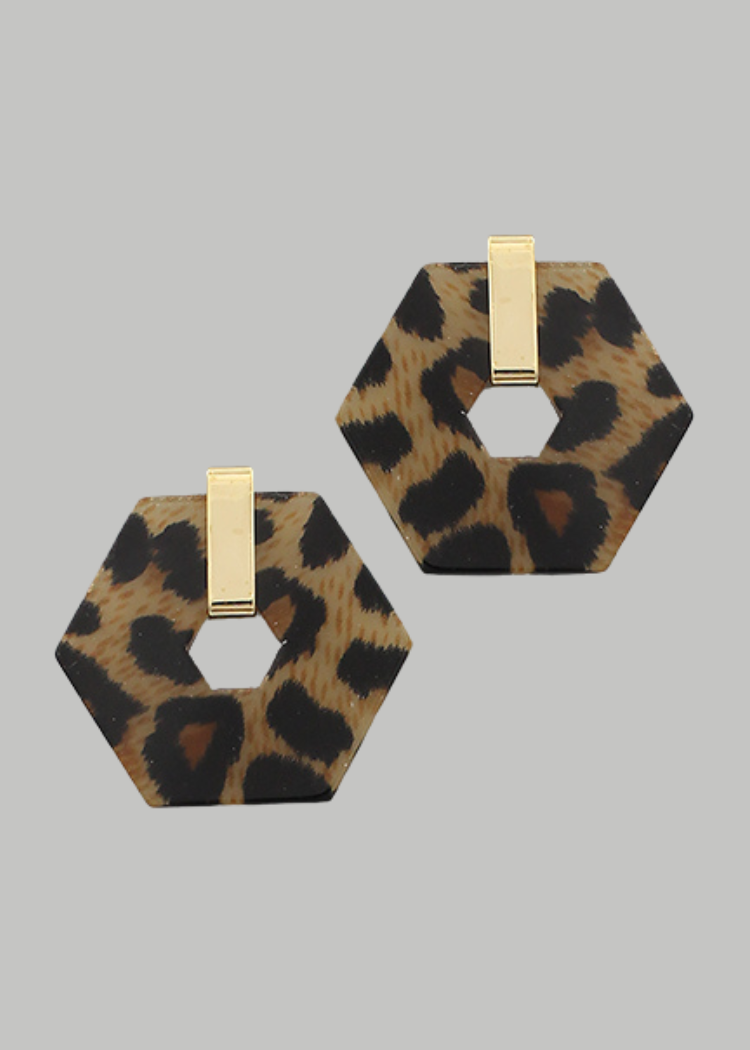 Eleanor Acrylic Hexagon Earrings-Hand In Pocket