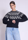 Berenice Alban Jacquard Round Neck Sweater-Hand In Pocket