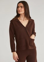 525 Emily Luxe Oversized Sailor Pullover- Shaved Chocolate-Hand In Pocket