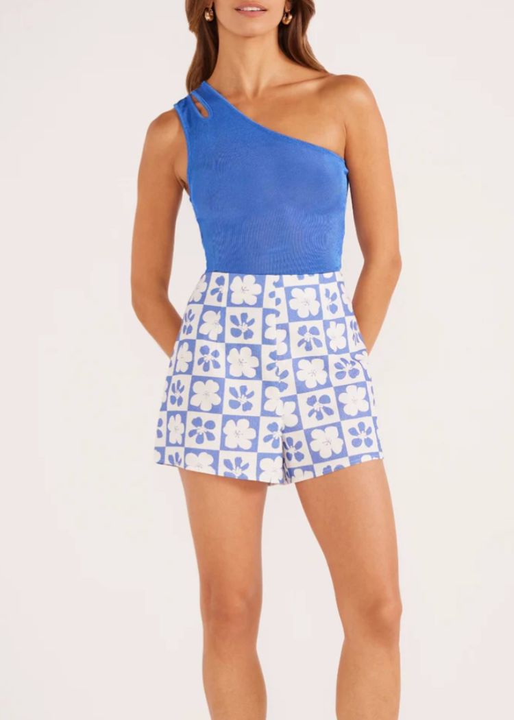 MINKPINK Vivi Shorts- Blue White-Hand In Pocket