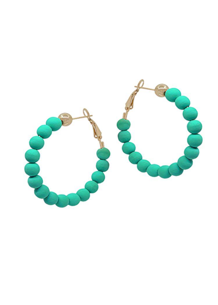 Elandra Clay Ball Earrings- Teal-Hand In Pocket