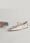 Dolce Vita Reyes Ballet Flat- Silver Distressed-Hand In Pocket