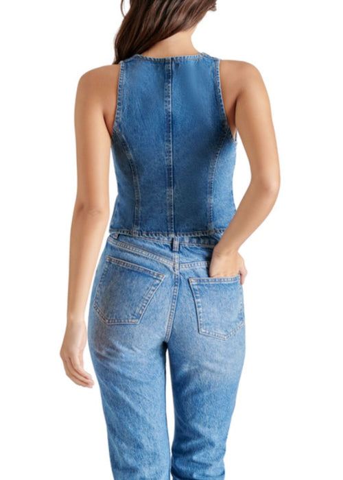 Steve Madden Micky Top- Blue Denim-Hand In Pocket