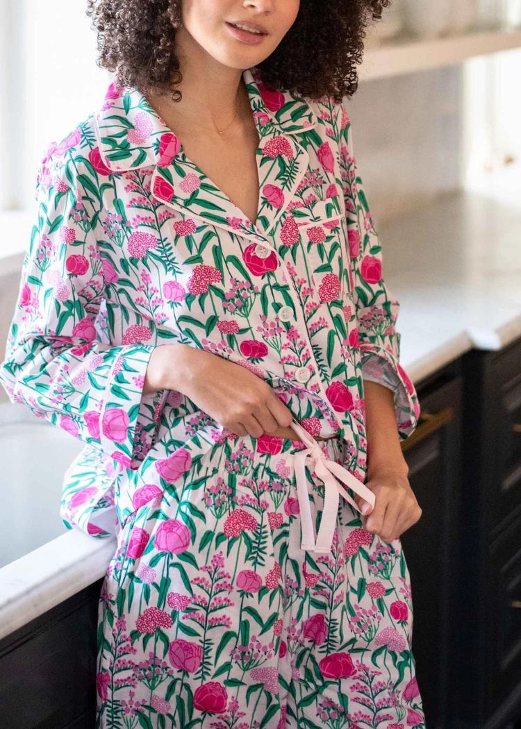 Mersea Over The Cotton Moon PJ Set- Peony Party-Hand In Pocket