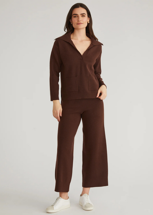 525 Miranda Wide Leg Pant- Shaved Chocolate-Hand In Pocket