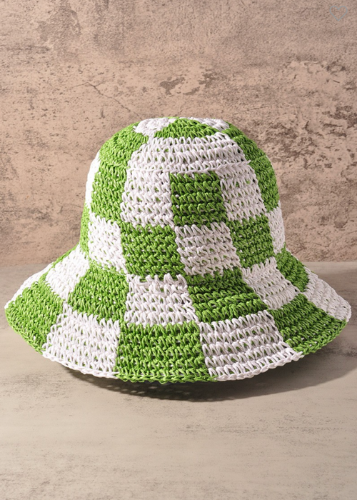 Checker Weave Bucket Hat-Green ***FINAL SALE***-Hand In Pocket