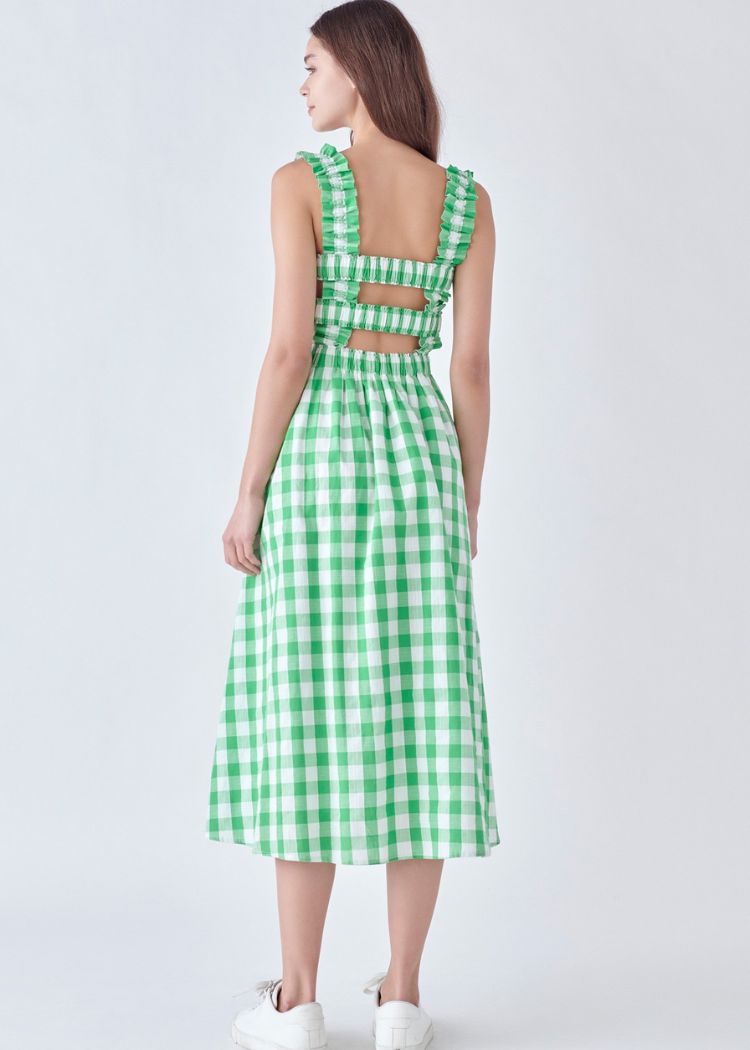 Alice Check Print Midi Dress- Green ***FINAL SALE***-Hand In Pocket