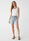 Michael Stars Cassie Thin Banded Tank- White-Hand In Pocket