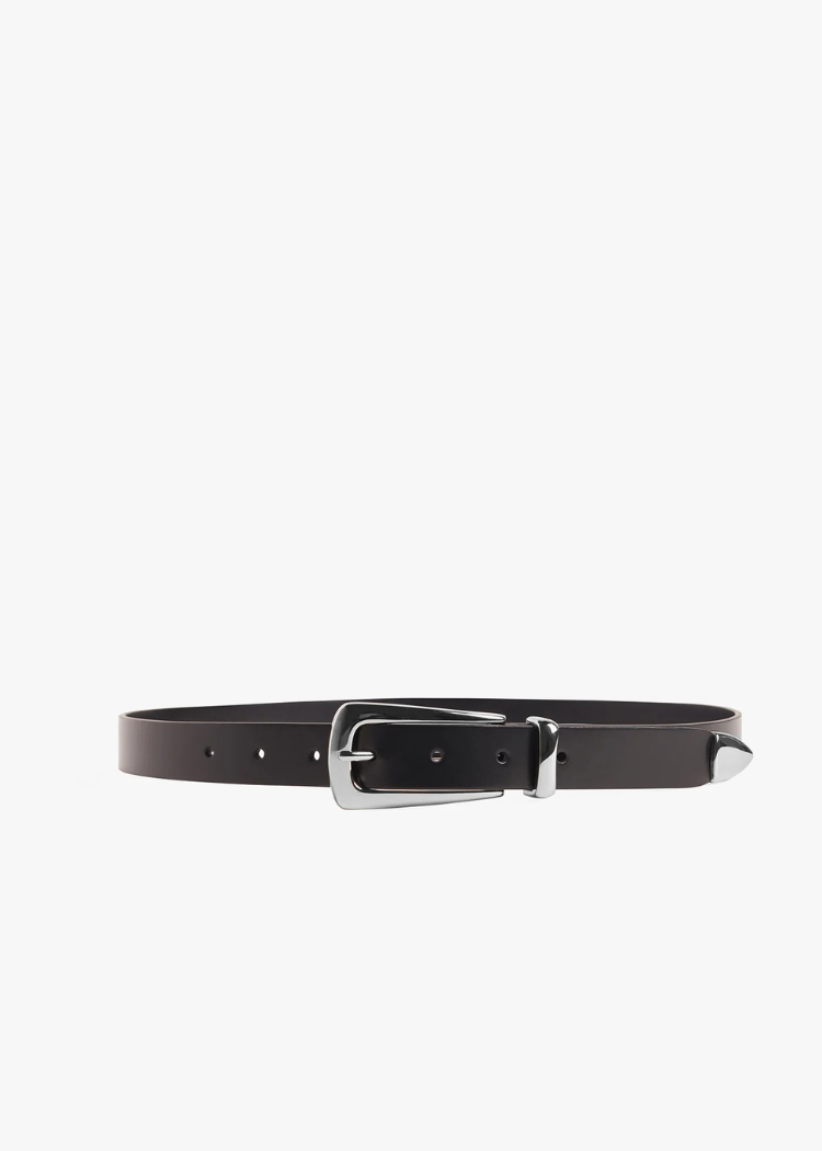 Favorite Daughter The Statement Belt- Black/Nickel-Hand In Pocket