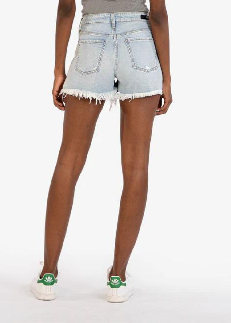 Kut Jane High Rise Long Shorts w/Frayed Hem- Full ***FINAL SALE***-Hand In Pocket