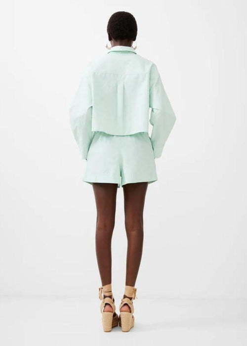 French Connection Woven Shirting Shorts- Subtle Green ***FINAL SALE***-Hand In Pocket