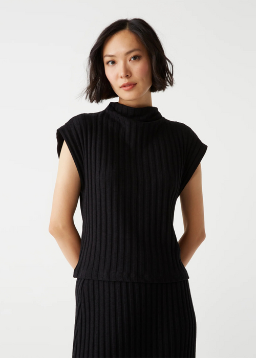 Nara Mock Neck Top- Black-Hand In Pocket