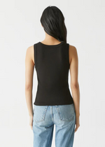 Michael Stars Elodie Crop Scoop Neck Tank-Black-Hand In Pocket