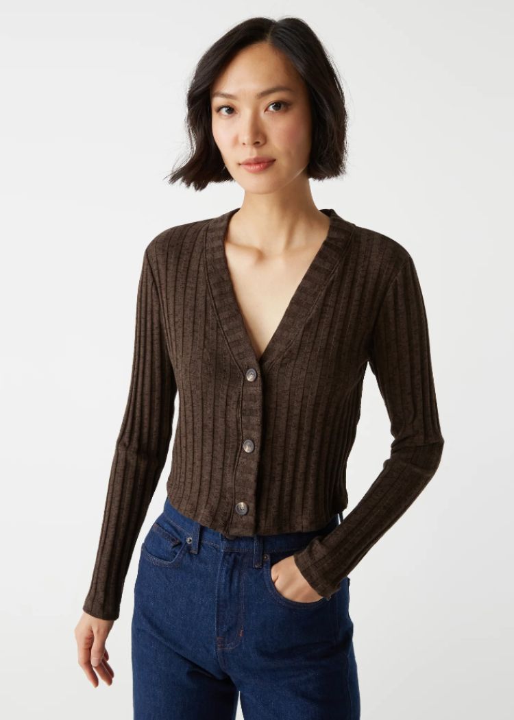 Ellis Cardigan Top- Java-Hand In Pocket