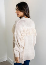 Astrid Deacon Fringe Cardigan- Oatmeal ***FINAL SALE***-Hand In Pocket