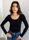 Bobi L/S Scoop Neck Tee - Black-Hand In Pocket