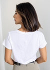 Bobi Basic V-Neck Tee- White-Hand In Pocket