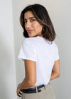 Bobi Basic V-Neck Tee- White-Hand In Pocket