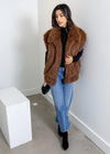 Astrid Bridges Faux Fur Vest- Cognac-Hand In Pocket