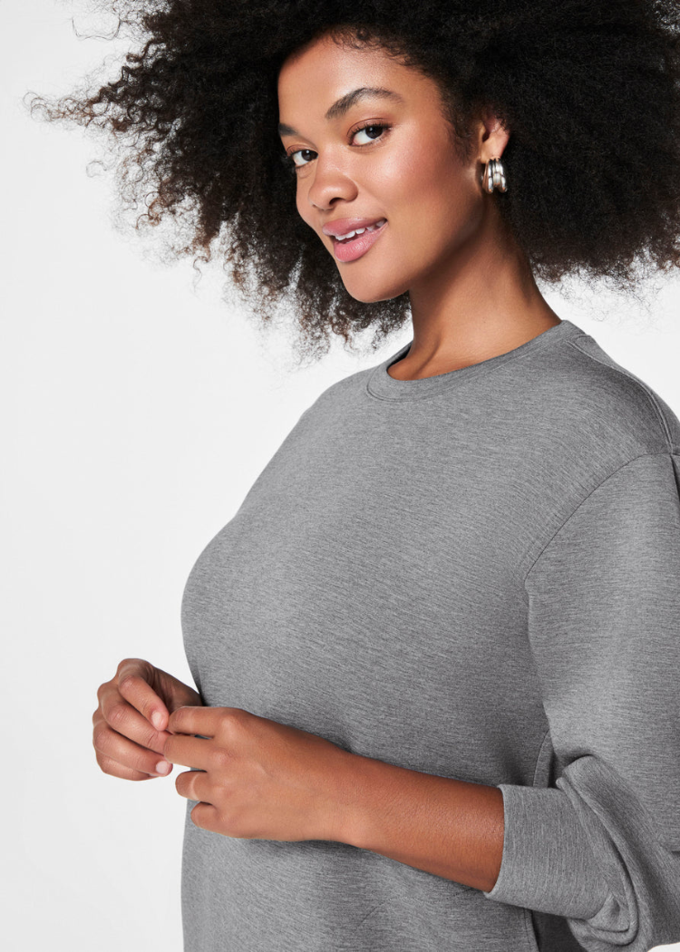 Spanx Aire Crew Neck Dress- Grey-Hand In Pocket