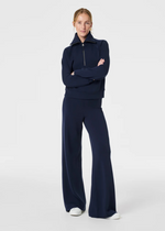 Spanx Airessentials Wide Leg Pant- Navy-Hand In Pocket