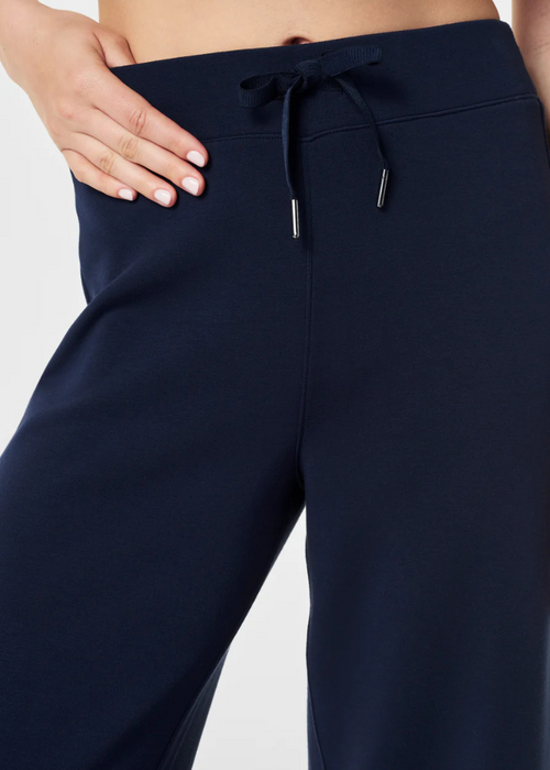 Spanx Airessentials Wide Leg Pant- Navy-Hand In Pocket