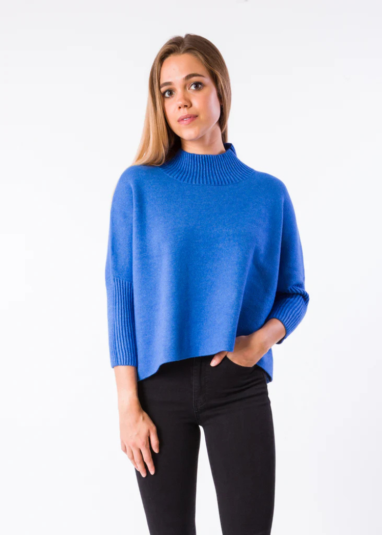 Aja Sweater- Persian Blue-Hand In Pocket