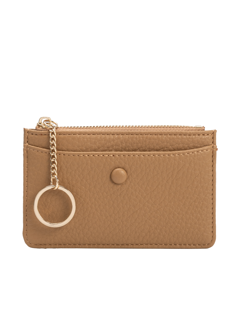 Lupe Nutmeg Vegan Card Case Wallet-Hand In Pocket