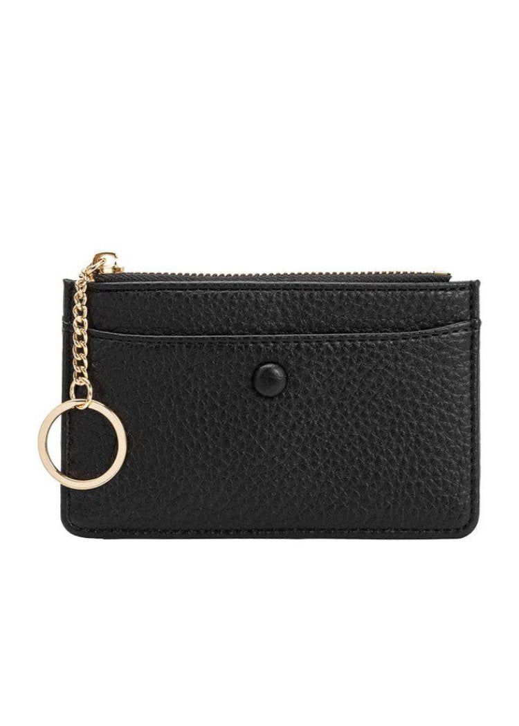 Lupe Black Vegan Card Case Wallet-Hand In Pocket