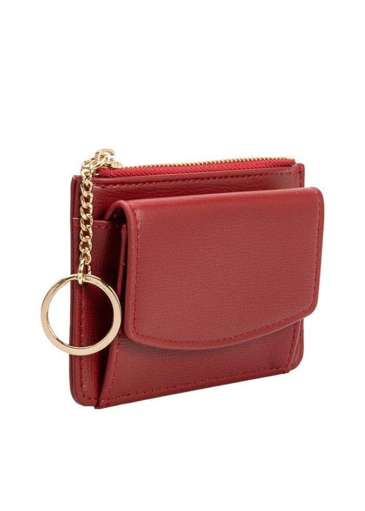 Kara Red Vegan Card Case Wallet-Hand In Pocket