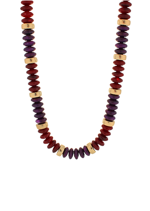 Aria Stone and Metal Necklace-Burgundy-Hand In Pocket