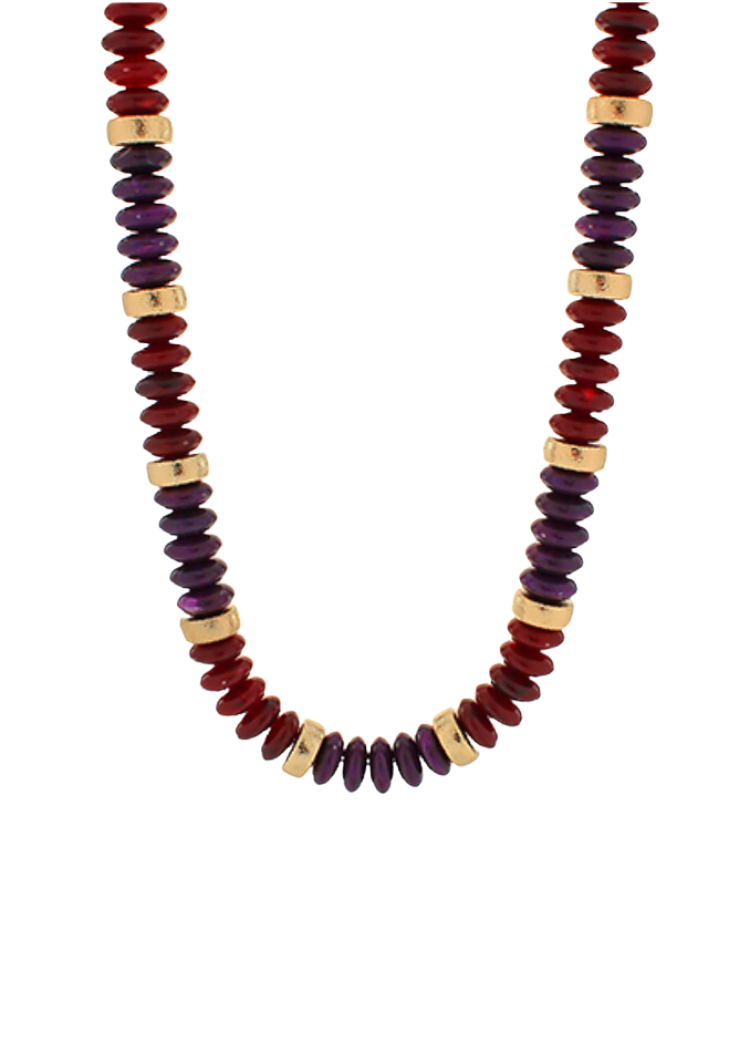 Aria Stone and Metal Necklace-Burgundy-Hand In Pocket