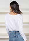 Michael Stars Sansa Long Sleeve V Neck Tee-White ***FINAL SALE***-Hand In Pocket