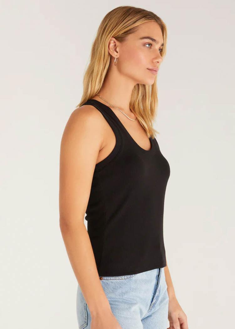 Z Supply Sirena Rib Tank - Black-Hand In Pocket