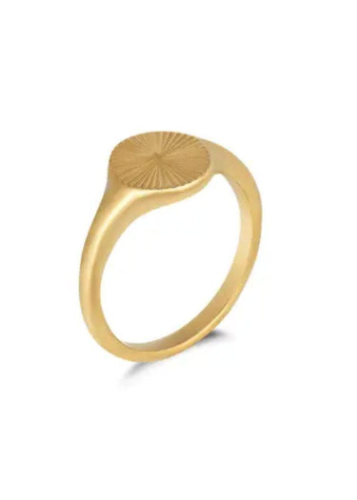 Ellie Vail Darcy Sunburst Signet Ring-Hand In Pocket